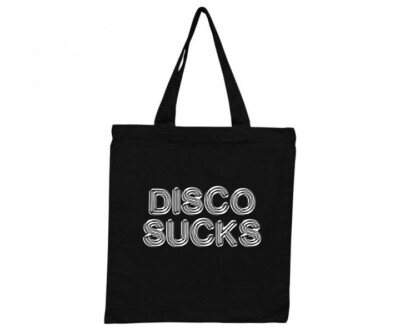 DISCO SUCKS Tote Bag Rock Punk Metal Goth Emo Record LP Canvas Shopping ToteBag