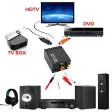 Digital Coaxial Toslink 24-bit S/PDIF to Analog Audio RCA L/R Converter Adapter