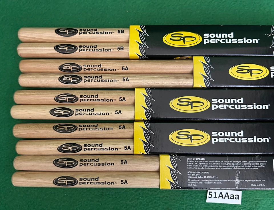 Lote de 5 juegos de baquetas de madera Sound Percussion Labs 5A 5B. Foto 4 de 4