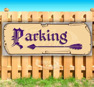 PARKING LEFT ARROW Advertising Vinyl Banner Flag Sign Many Sizes MEDIEVAL