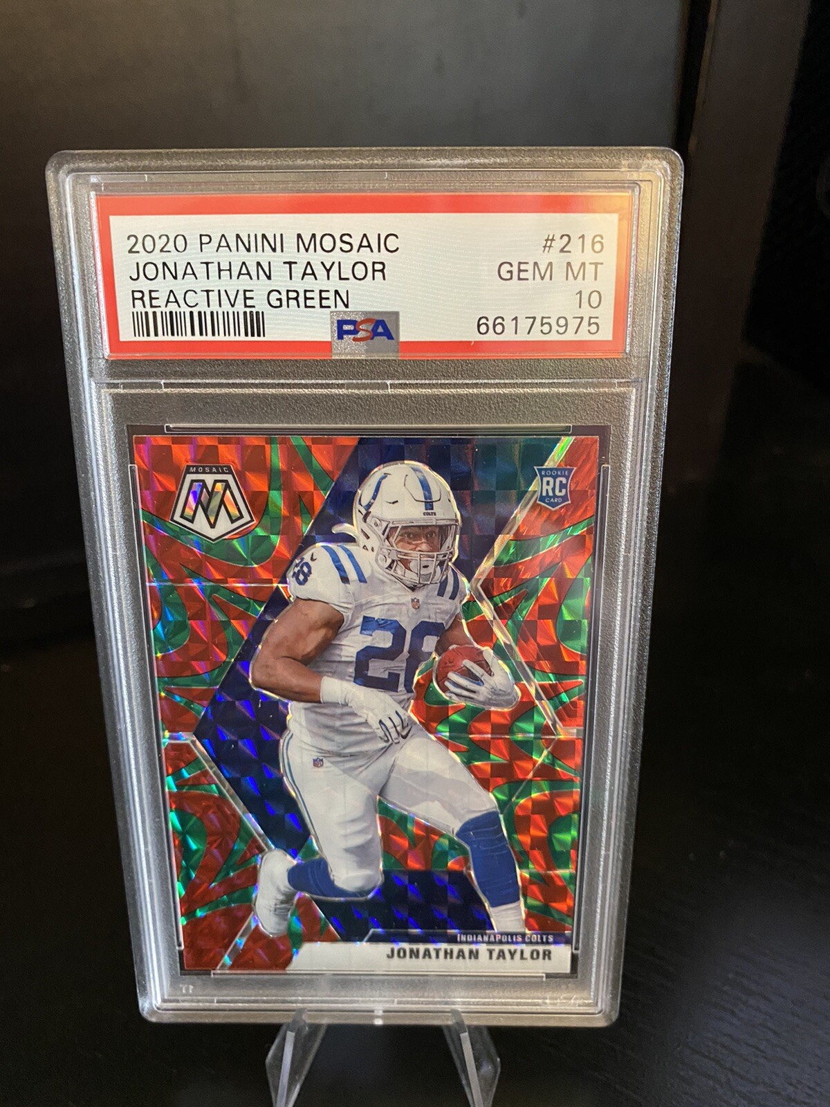 2020 Panini Mosaic Jonathan Taylor Reactive Green PSA 10 Gem Mint RC #216 COLTS