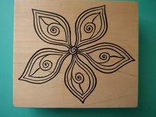 Flower Design w/Swirling Petals, Large MAGENTA Rubber Stamp