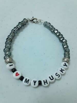 #ad I love my Husky in Gray handmade bracelet $1.00