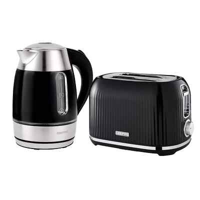 Geepas 1,7L Beleuchtender Wasserkocher & 2 Scheiben Brot Toaster Combo Set Schwarz