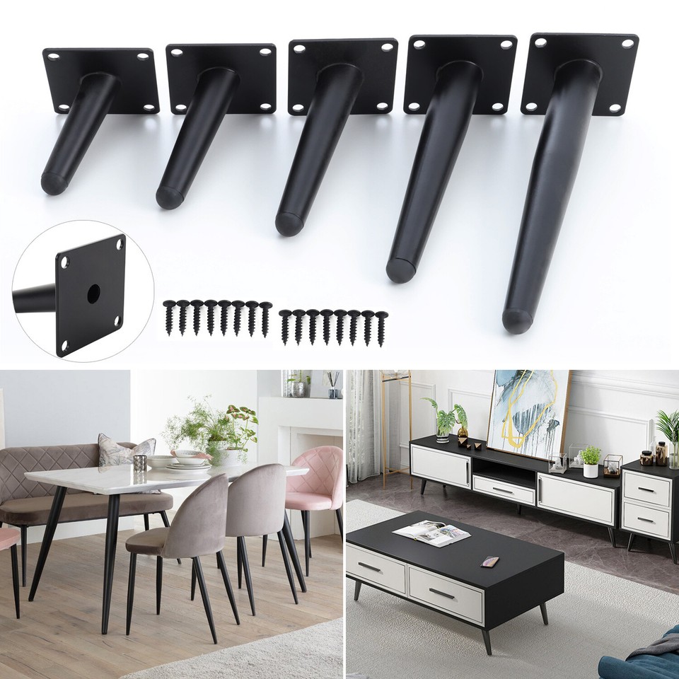 4Pcs Metal Furniture Legs Oblique Round Tapered Bed Desk Sofa