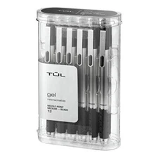 TUL GL1 Gel Pens 0.7mm Retractable Black Ink Pack of 12 with Rubber Grip