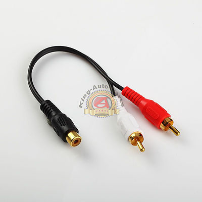 RCA AUDIO Y cord SPLITTER CABLE 2 TWO M MALE MONO JACK TO 1 ONE F FEMALE PLUG