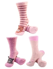 Women's Fuzzy Cozy Warm Cute Animal Home Bed Cabin Socks - 3 Pair (Asst 14)