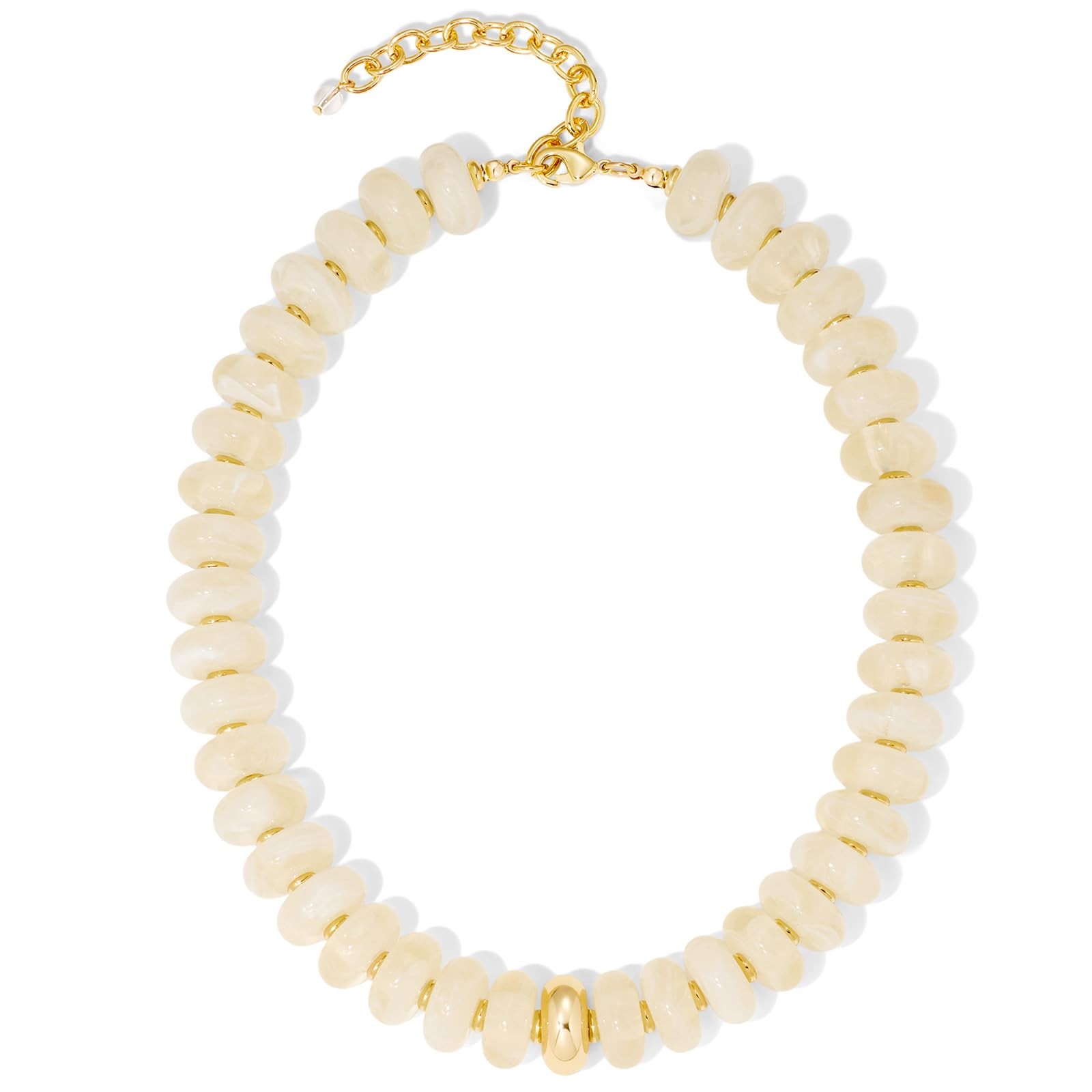 Chunky White Beaded Statement Necklace for Adjustable Choker Necklaces with C...