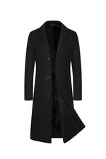 Men's Trench Coat Wool Blend Slim Fit Top Coat Single Breasted Business Overcoat