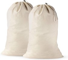 2 Pack Large Cotton Laundry Bags 24x36 Drawstring Travel
