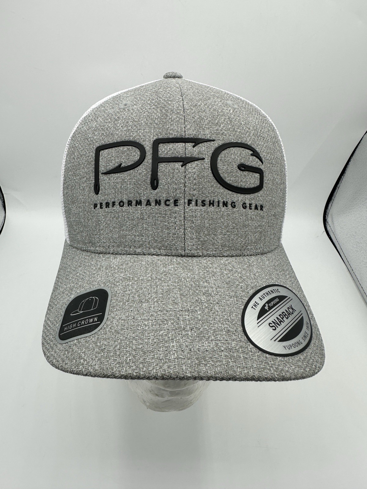Columbia PFG Hooks Mesh Snapback Hat Gray White Performance Fishing Gear NWT