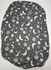 Little Sleepies To The Moon & Back Mini Crib Fitted Sheets Blue Gray Bamboo