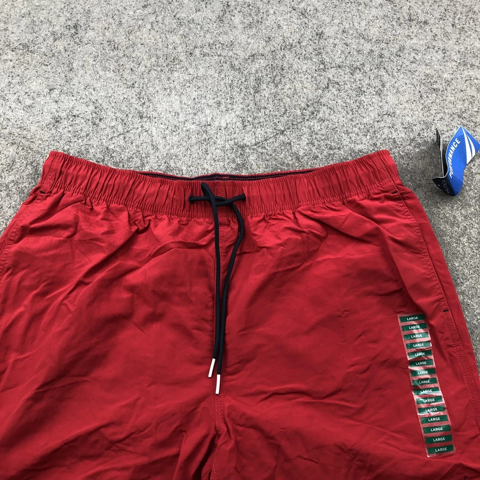 Baús de natação masculinos Nautica grande vermelho T3600J elástico cintura cordão malha forrada - Imagem 4 de 4