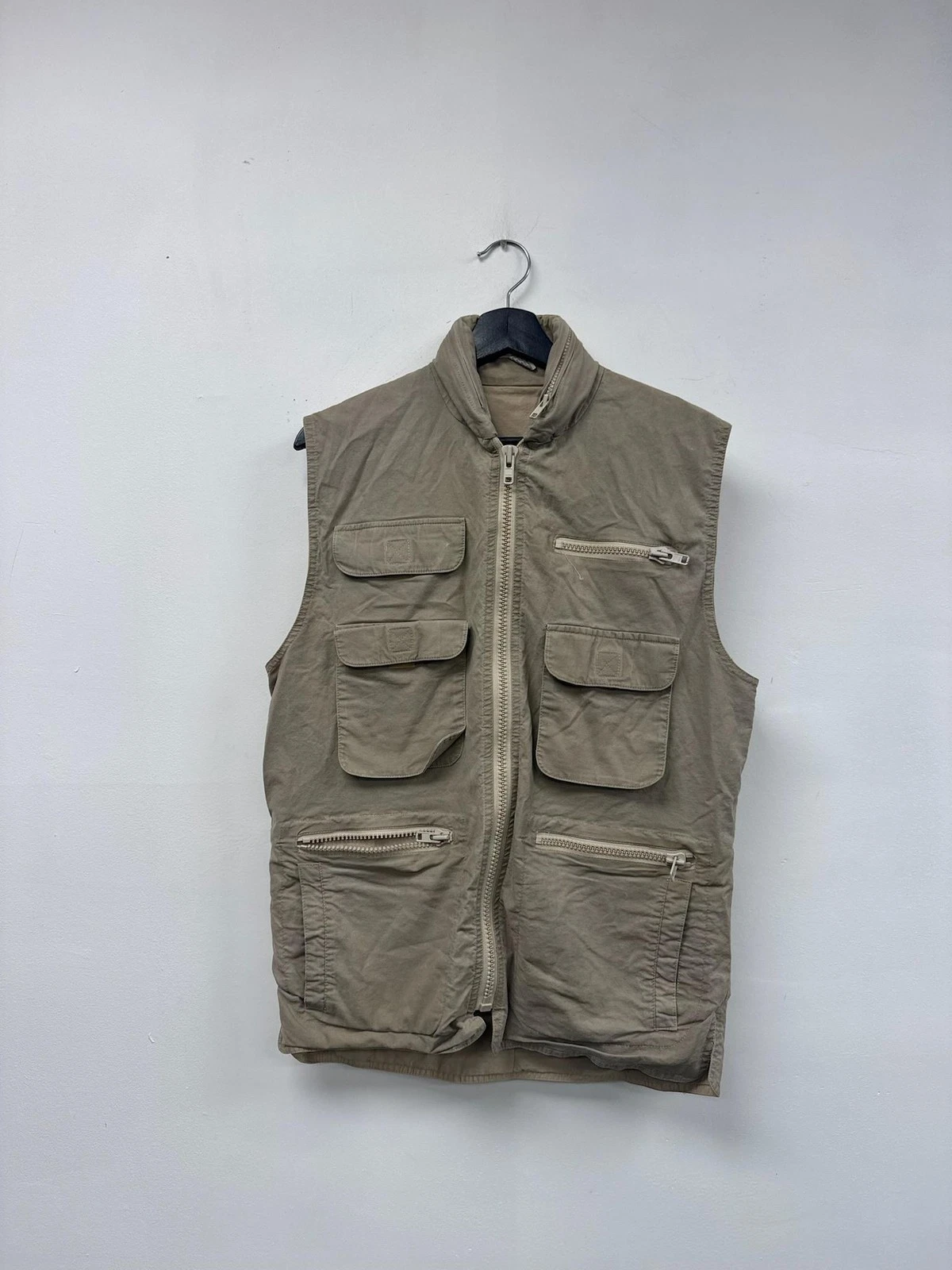 Vintage Banana Republic Vest Mens Medium Khaki Safari Travel Multi Pocket 90s