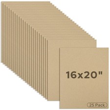 Mat Board Center 25 Pack 16x20 Brown Corrugated Cardboard Sheets, 1/8 Inch Th...