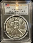 2021 $1 Type 2 American Silver Eagle PCGS MS70 Blue Label