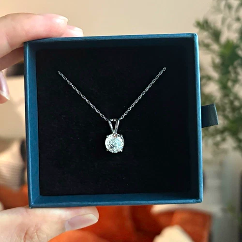 3ct Lab Grown Proteguese Cut Diamond Necklace IGI. Solid 14K White Gold - product listing photo