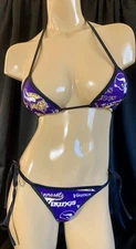 Minnesota Vikings Bikini Fan Gift Made In USA Sz A Top XS Scrunchy Bottom
