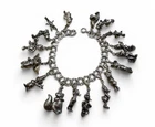 Vintage Disney Silver Tone Charm Bracelet Mickey Scrooge Cheshire Dumbo Duck