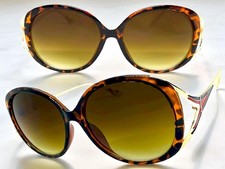 OVERSIZED Classic Vintage Retro Style SUNGLASSES Big Round Tortoise  Gold Frame