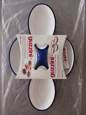 Guzzini Italy Mid-Century Modern Cobalt Blue Interlocking Serving Dishes Acrylic