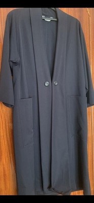 Women Marina Rinaldi Trench Coat Black Wool XL