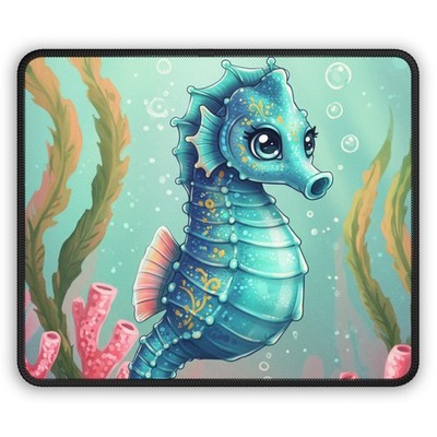 Cute Seahorse Gaming Mouse Pad | Ocean Coral Desk Mat