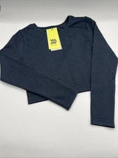 All In Motion Lurex Sparkly Seamless Cropped Long Sleeve Top Gray Size S(6/7)