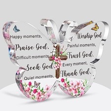 Christian Gift Acrylic Bible Verse Butterfly Faith Decor Prayer Keepsake Mom Dad