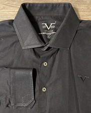 19v69 Italia Versace Black Men’s Button Down Long Sleeve Dress Shirt Size XL