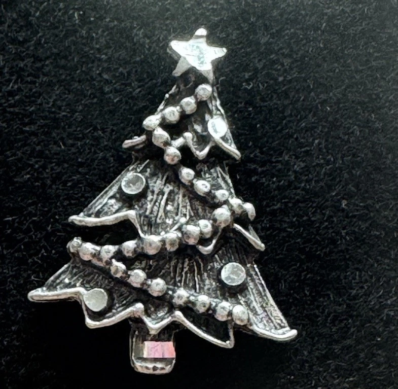 Broche Tie-Tack Presencia Peltre Corte Diamante Árbol de Navidad en Caja de Regalo NUEVO Foto 3 de 4