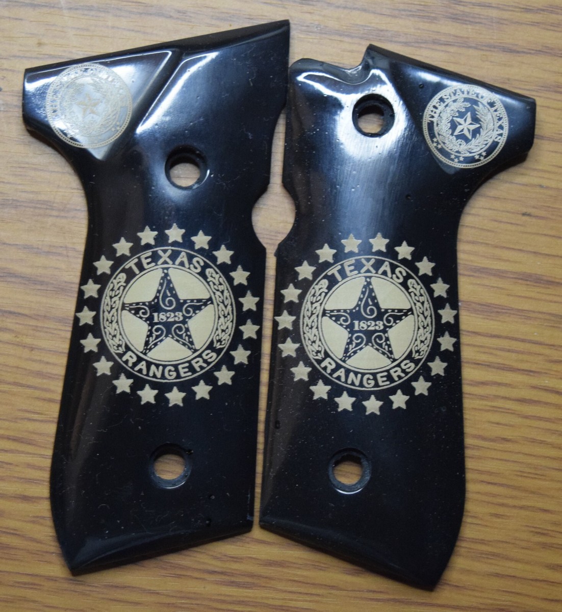 Beretta 92-F Black polymer Lasered Grips w/ Texas Rangers 1823