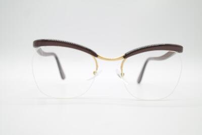 Vintage ESSEL 08/76 Gold Double Mahagoni Gold Halbrand Brille Brillengestell NOS