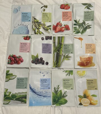 MIZON Face Sheet Mask Lot Of 12 Joyful Time - Royal Jelly - Olive - Aloe - Aqua
