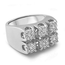 Engagement Ring For Men White Plated With White White Round Stone In 935 Silver