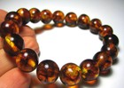 Bracelet Perles Rondes Ambre Baltique 12mm - Poids 15-16gr, Naturel, Lituanie