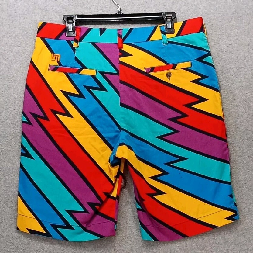 Loudmouth Short Pants Men's Size 36 Multi-Color Golf Saw Tooth