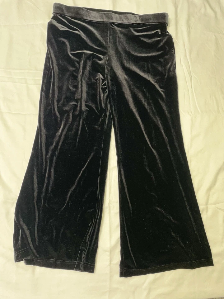 Pantalones Palazzo Tadashi Pierna Ancha Terciopelo Mujer Talla Pequeña Negros