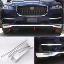 3PCS Silver ABS Front Bumper Lip Guard Panel Cover Fit For Jaguar F-PACE 2016-20