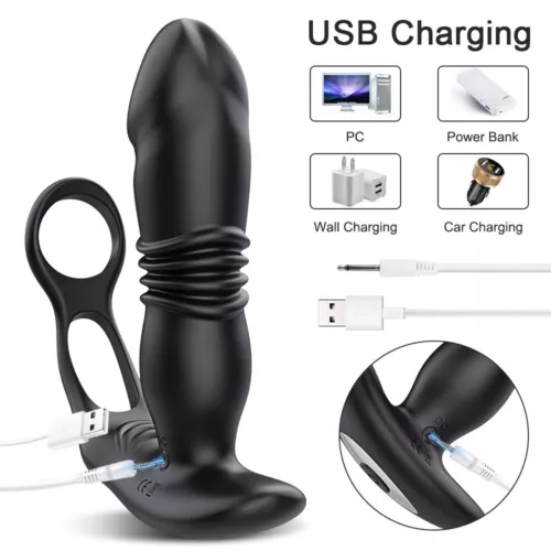 Male Thrusting Prostate Massager Vibrator Men Gay Anal Dildo Stimulator Sex Toy - Picture 9 of 23