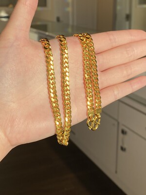9999 24k Solid gold Cuban links chain 
