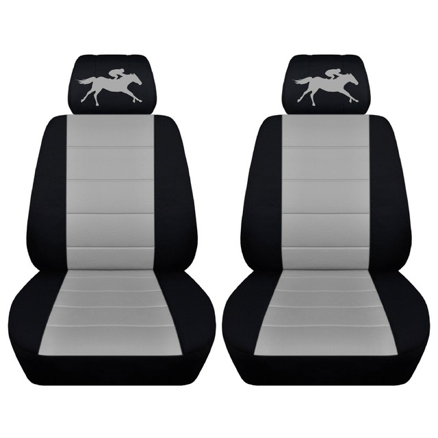 Truck Seat Covers 2017 GMC Sierra 1500 Black Silver Racing Horse Custom