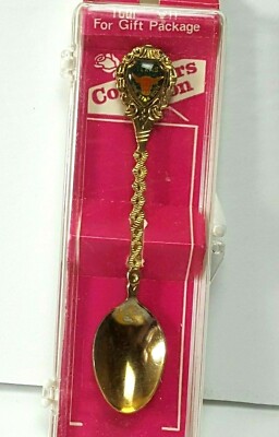 Union Japan texaS Gold Tone Souvenir Spoon lone star state bull 120lr-cb14