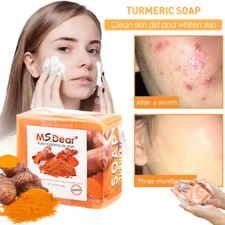 Turmeric Soap Face Cleansing Anti Acne Skin Brighten Remove Pimples Dark Spot US