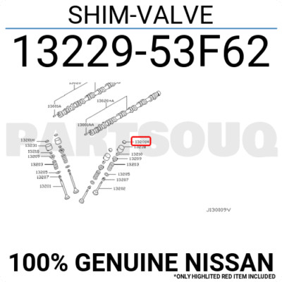 1322953F62 Genuine Nissan SHIM-VALVE 13229-53F62 | eBay