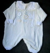 Vintage Infant Girl Light Yellow One Piece Large Collar Bows Flowers