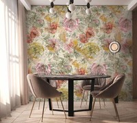 Vliestapete Blumen Fineline Aquarell Optik Grau Rosa GrüN 39694-1 (5,64€/1Qm)