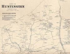Shelton Huntington Farmill Housatonic CT 1867  Map with Homeowners Names Shown