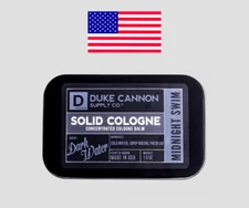 Duke Cannon Midnight Swim Solid Cologne Tin Container 1.5oz Men Benefit US Vets